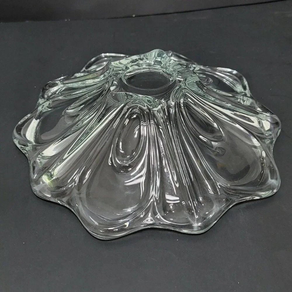 Lux Glass Austria Clear Scalloped Crystal Fruit‎ Bowl Hand Fashioned Art Glass